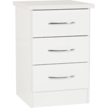 Nevada 3-Drawer Bedside White Gloss Flat Pack - 40 x 40 x 61 cm, 100-103-059