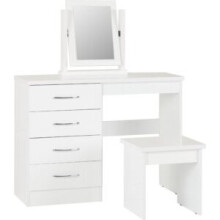 Nevada 4 Drawer Dressing Table Set White Gloss