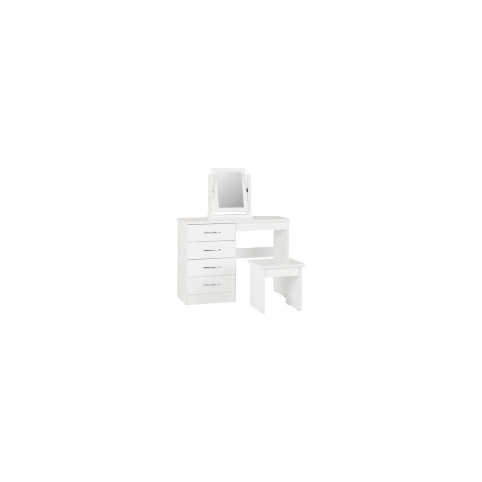 Nevada 4 Drawer Dressing Table Set White Gloss