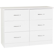 Nevada 6 Drawer Chest White Gloss