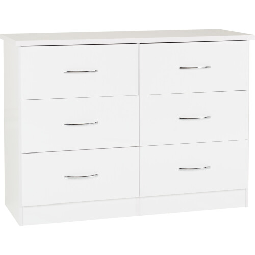 Seconique Nevada 6 Drawer Chest White Gloss