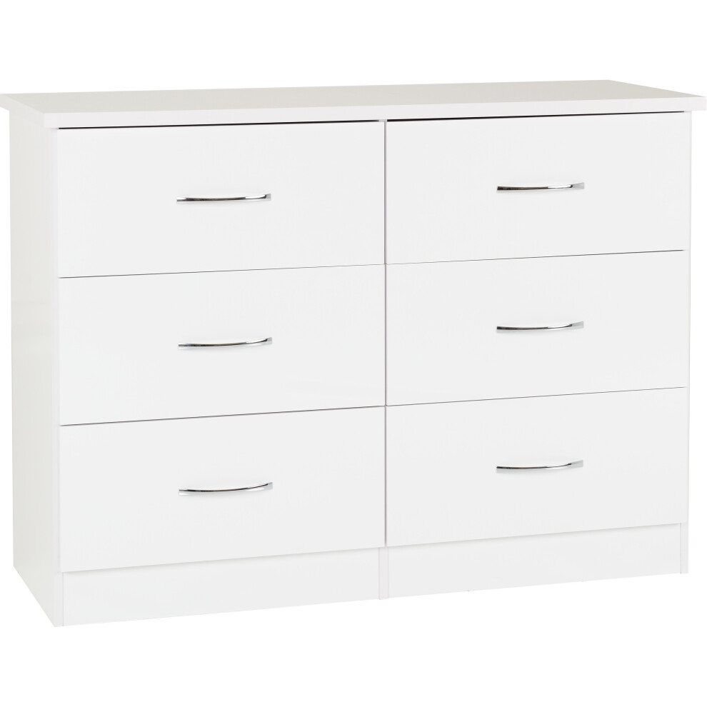 Seconique Nevada 6 Drawer Chest Gloss White