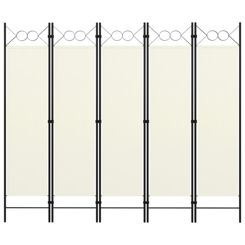 Vidaxl 5-Panel Room Divider Wall Partition Screen Room Separator White 200Cm White,Cream