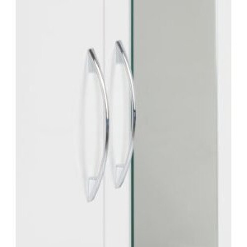Seconique Nevada Mirrored 2 Door 1 Drawer Wardrobe White Gloss Hanging Rail Storage 2