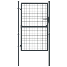 vidaXL Mesh Garden Gate Galvanised Steel Grey Backyard Barrier Entrance Door