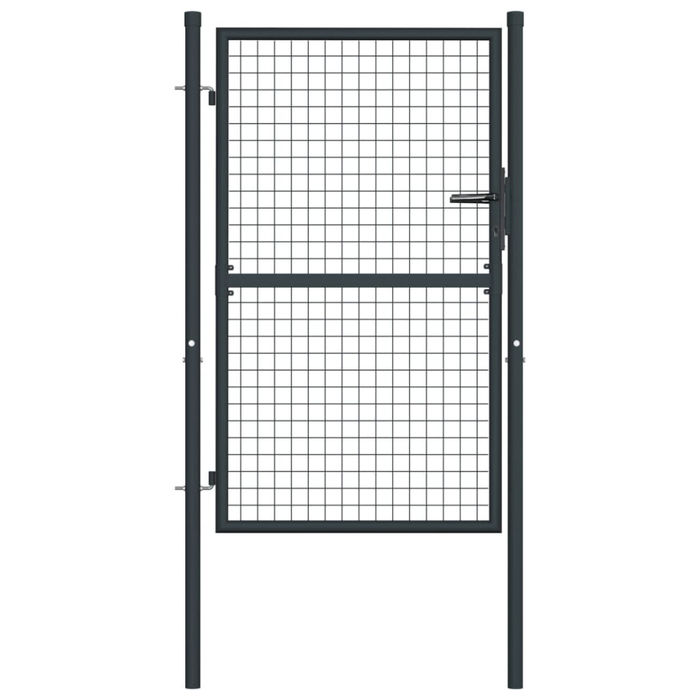 Vidaxl Mesh Garden Gate Galvanised Steel Grey Backyard Barrier Entrance Door 8719883769363