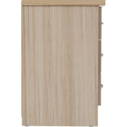 Seconique Nevada 3 Drawer Bedside Chest Oyster Gloss/Light Oak Effect Veneer 2