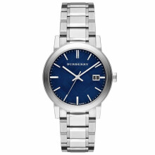Burberry BU9031 Blau Check gestempelt Zifferblatt Edelstahl Saphirglas Herrenuhr - Quarz, 38 mm, Datumsanzeige, wasserdicht 50 m