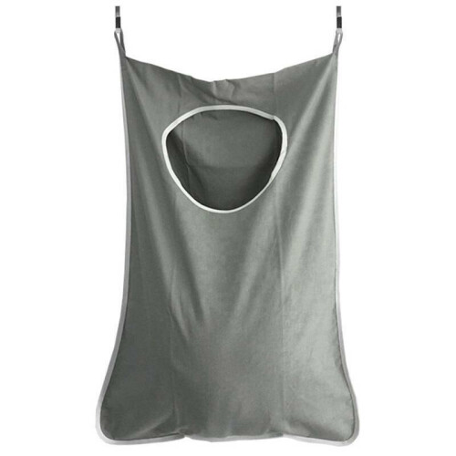 (Gray) Laundry Storage Basket Washing Storage Organiser Dirty Clothes Bag With Hooks