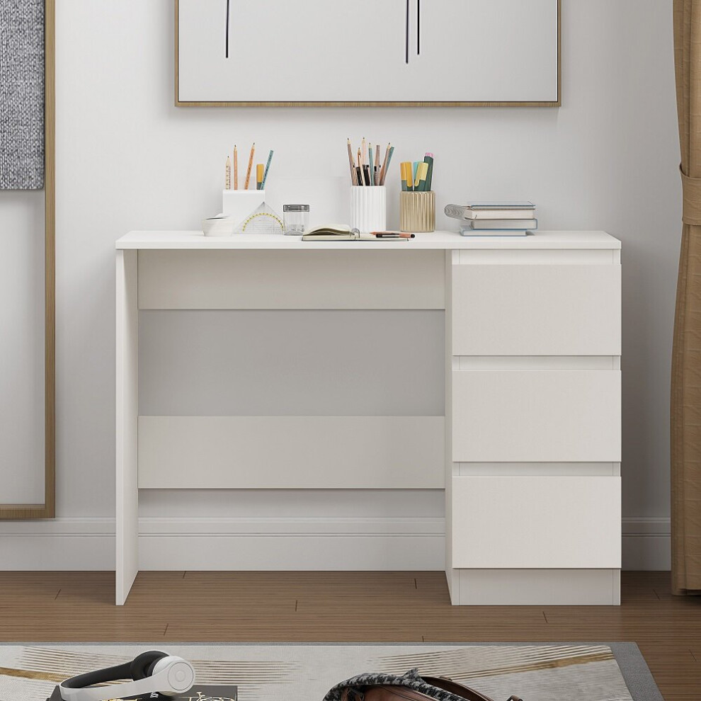 (Matt White) Narvik Dressing Table/Desk with Drawers - Modern