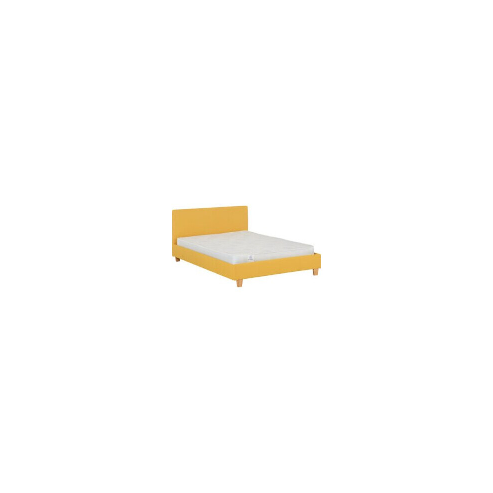 Prado 4'6" Bed Mustard Fabric (Mattress  not included)