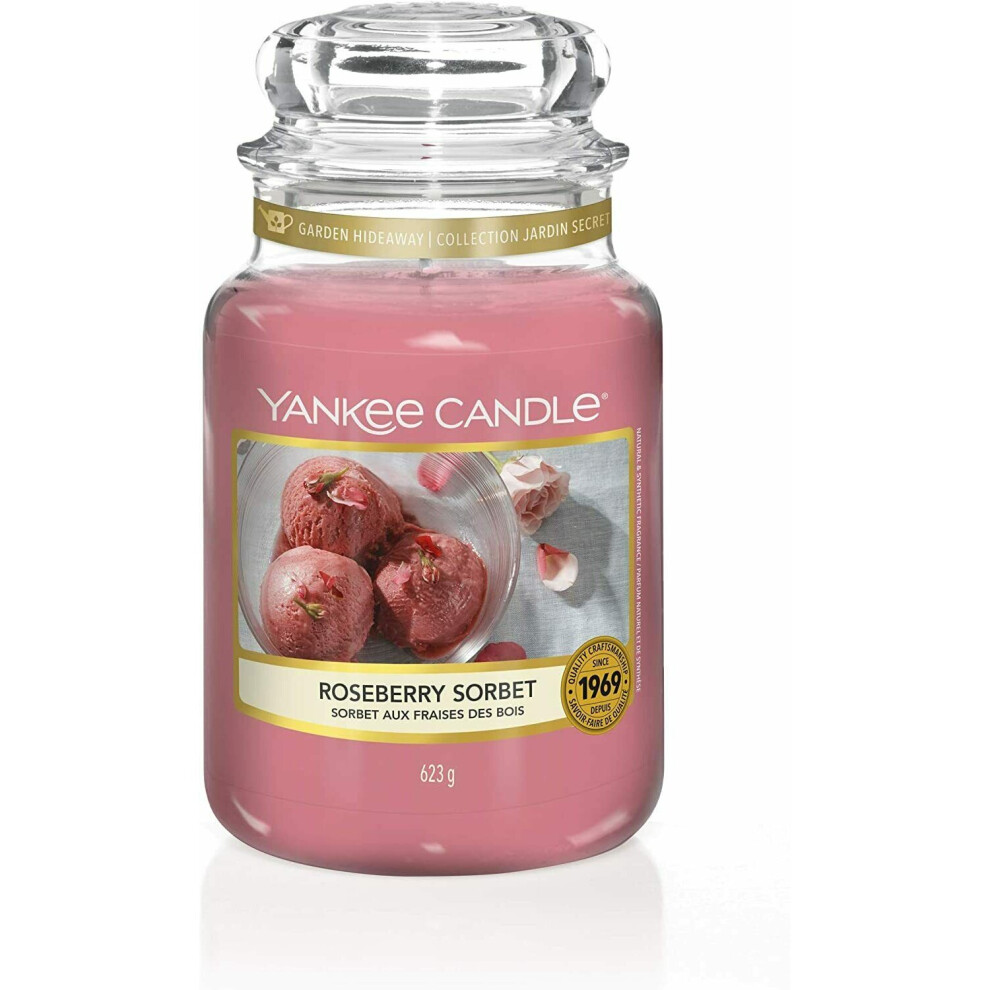 (Roseberry Sorbet) Yankee Candle Glass Jar Scented Fragrance Candles New