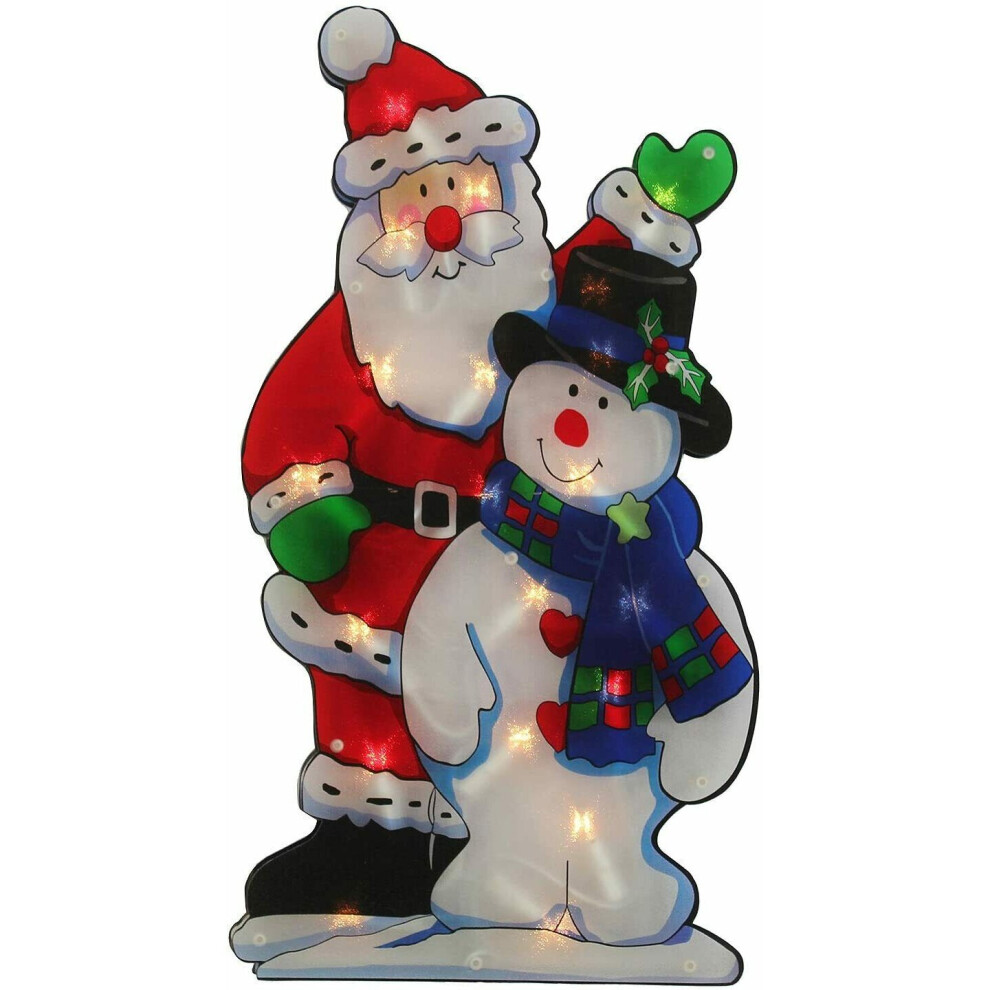 (Santa And Snowman ) Christmas Pre lit 20 LED Window Decoration Light