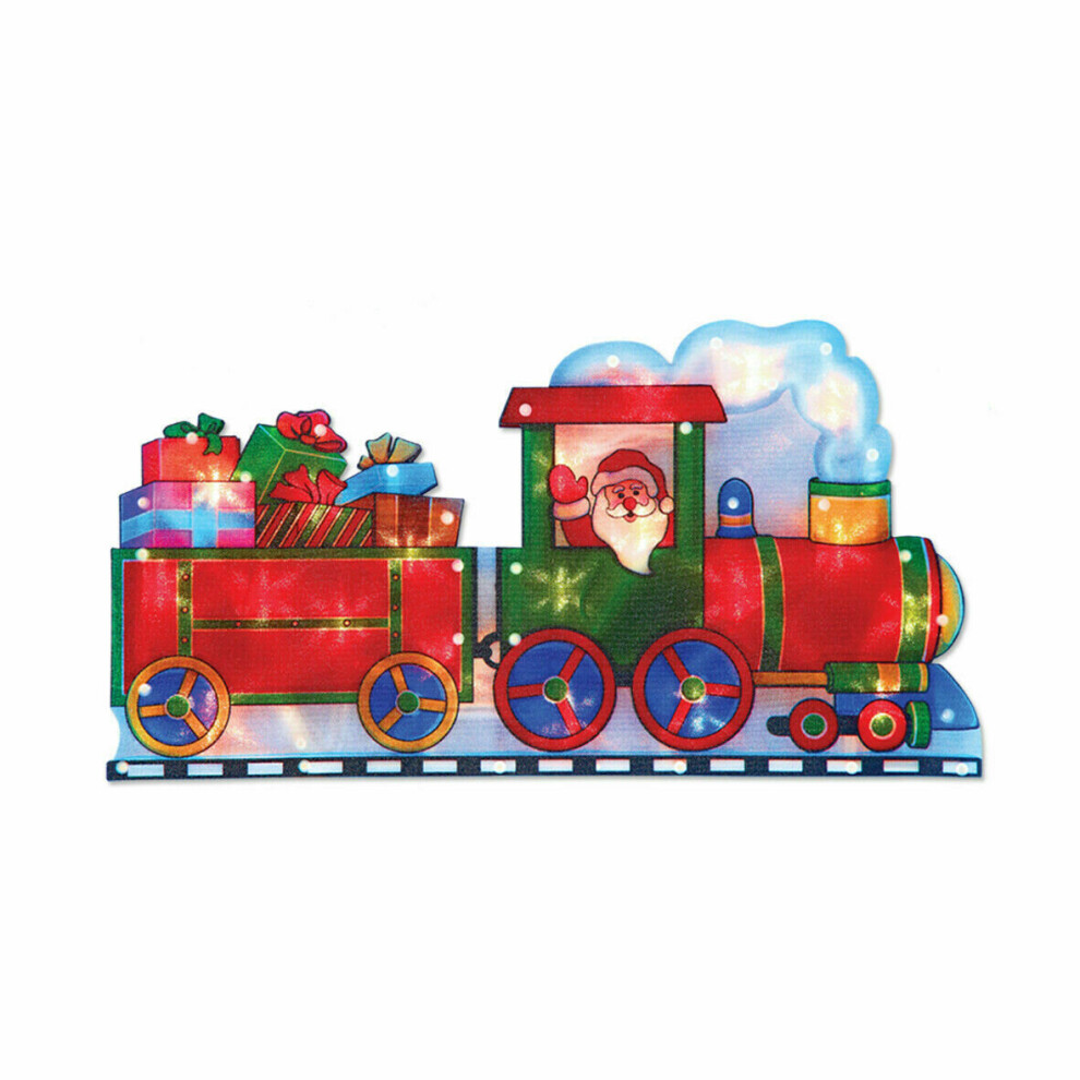 (Santa in Train ) Christmas Pre lit 20 LED Window Decoration Light