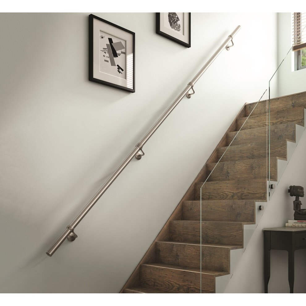 Rothley Brushed Stainless Steel Easy Fit Staircase Handrail Kit 3.6M