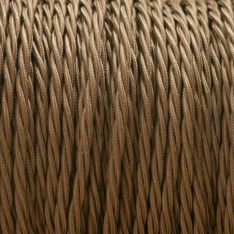 (Brown, 10M) 3 Core Twisted Vintage Style Coloured Fabric Cable 7425118586537
