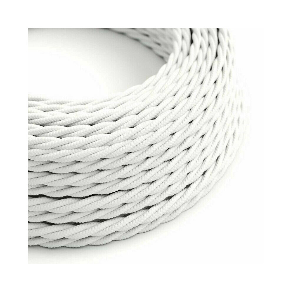 (White, 5M) 3 Core Twisted Vintage Style Coloured Fabric Cable 7425211855882