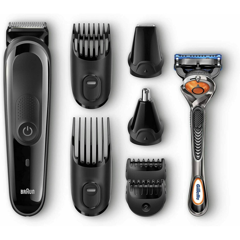 Braun Men's 8-In-1 Beard & Face Trimmer Hair Clipper + Gillette Fusion Razor