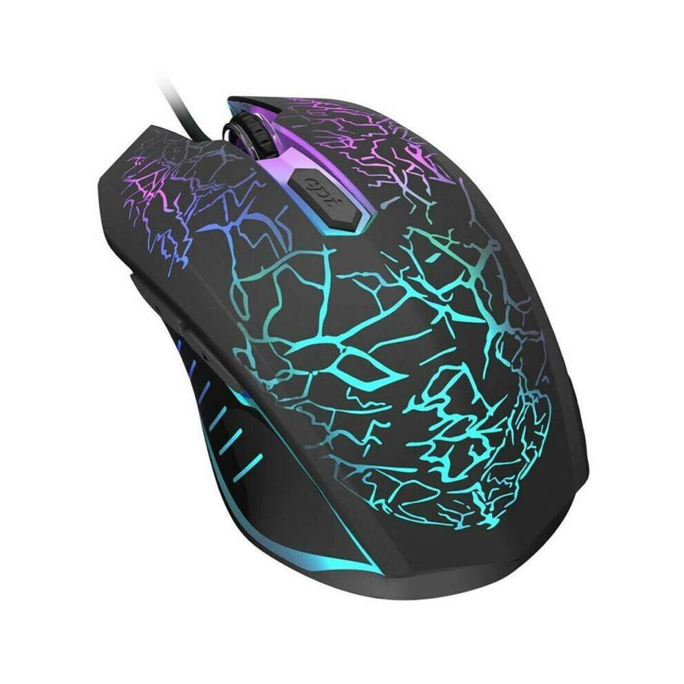 (Black) Gaming Mouse Wired 2400 Dpi Ergonomic Gamer Mice Led Backlit Laptop Computer Black 683546078544