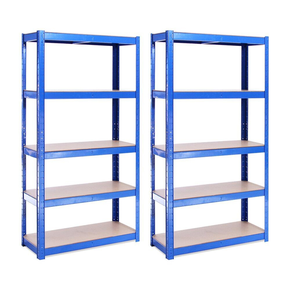 2 Bays 150x75x30cm Blue 5 Tier Boltless Shelving Unit (875kg Capacity)