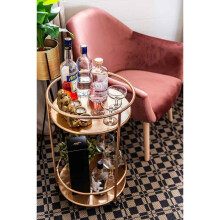 Small Round Bar Cart/Drinks Trolley – Rose Gold