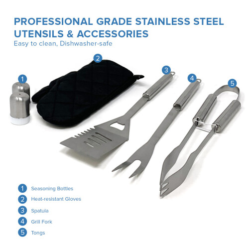 7 Pcs Premium Stainless Steel BBQ Tool Set with Apron & BBQ Tools 2