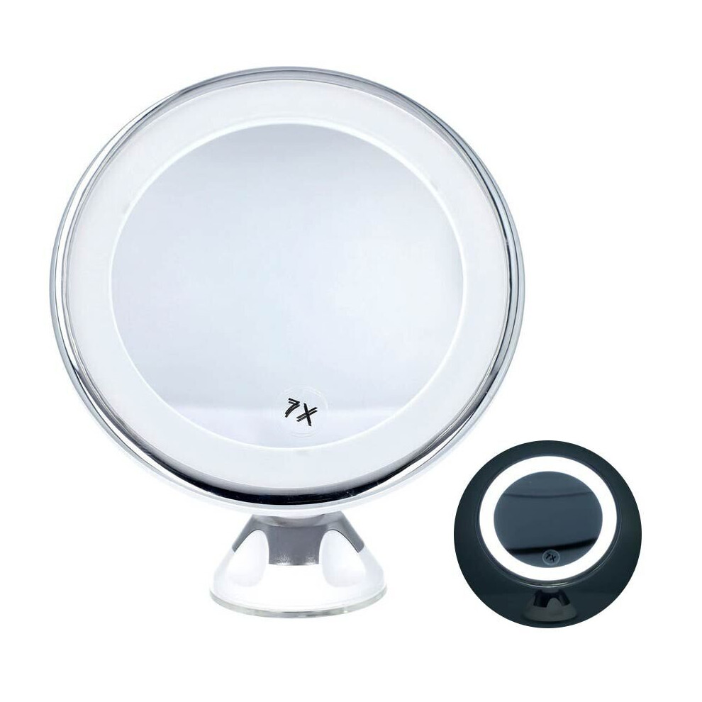 360 Degree Rotating LED Compact Mirror Size 18.4x9.8 Cm AAA Battery not included - 7xMagnification