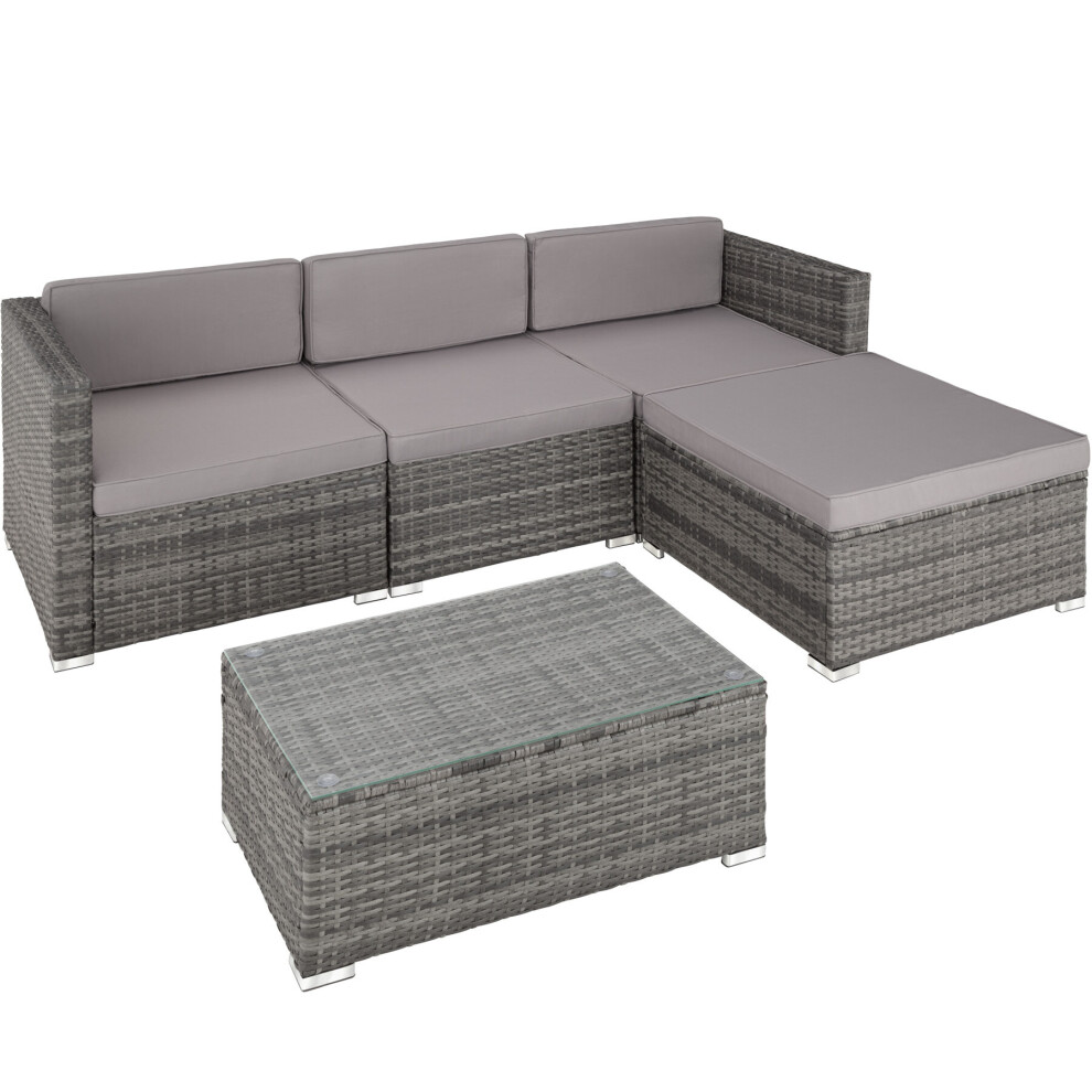 Tectake Grey Poly-Rattan Florence Garden Furniture Set