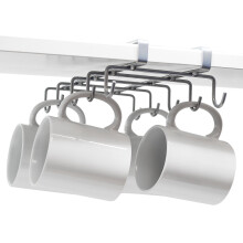 Mug Holder & Kitchen Cupboard Shelf Organiser with Mug Hooks