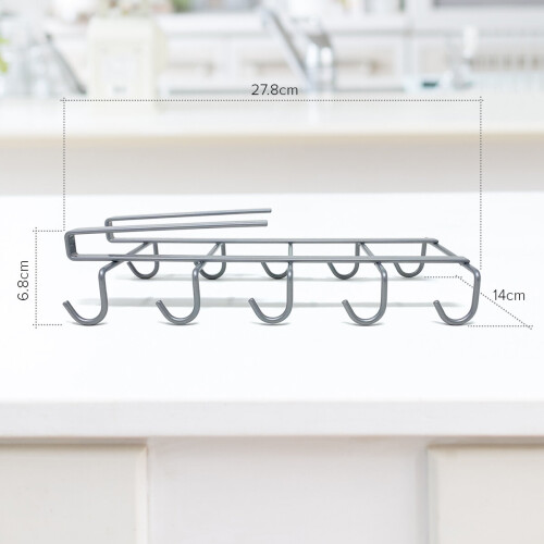 Mug Holder & Kitchen Cupboard Shelf Organiser with Mug Hooks 1
