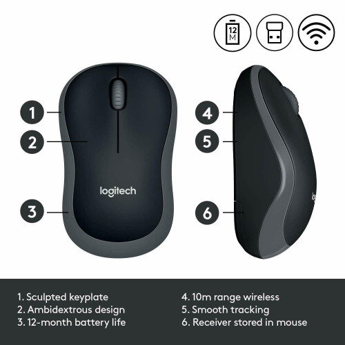 Logitech Logitech M185 Wireless Mouse USB Mini Receiver for PC Windows Mac 2