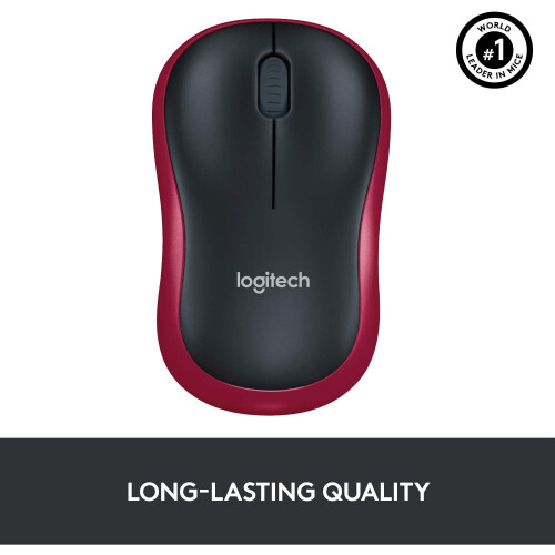 Logitech Logitech M186 Wireless Mouse 2.4 GHz with USB Mini Receiver Red 2