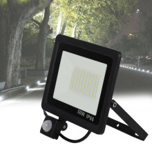 Proyector LED de 50 W con sensor PIR, ahorro de energía, lámpara de seguridad para exteriores