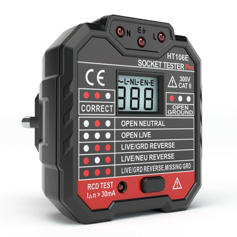 Professional Socket Tester Rcd Leakage Switch Detector With Lcd Screen 9075042145461