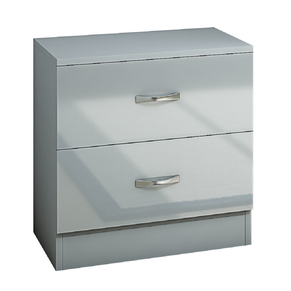 (Grey) FWStyle Chilton 2 Drawer Bedside Cabinet Table