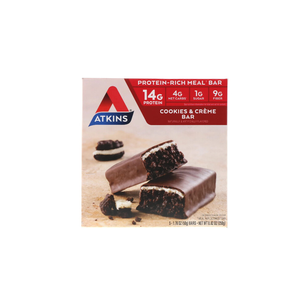 Atkins , Meal Bar, Cookies N' Creme Bar, 5 Bars, 50G Each