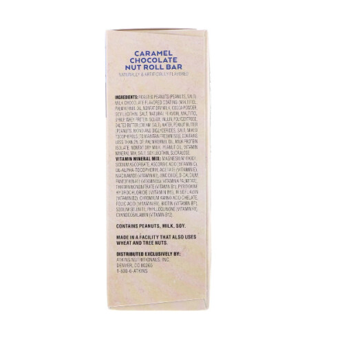 Atkins, Caramel Chocolate Nut Roll Bar, 5 Bars, 44g Each 1
