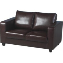 Tempo Two Seater Sofa-in-a-Box Brown Faux Leather