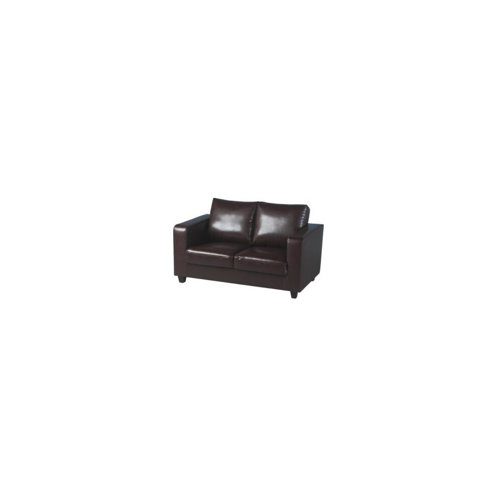 Tempo Two Seater Sofa-in-a-Box Brown Faux Leather