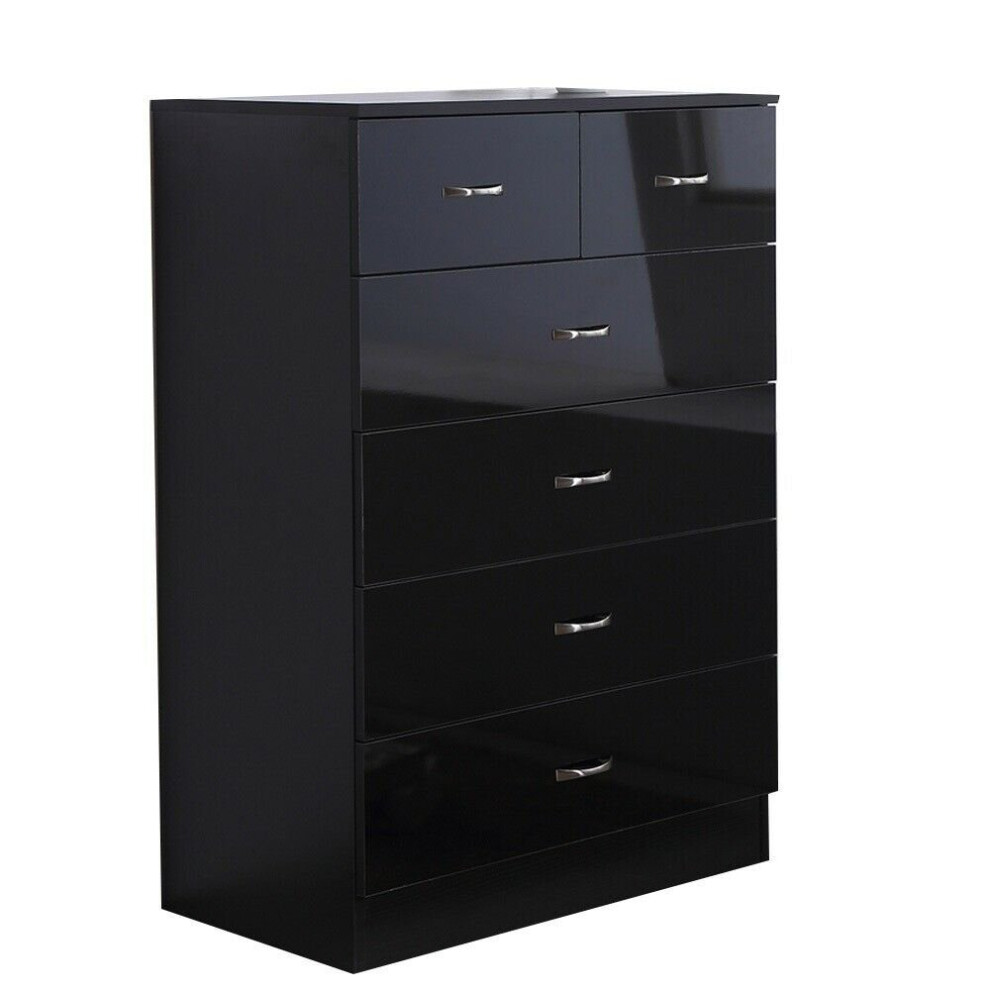 (Black) FWStyle Chilton 6 Drawer (4+2) Chest of Drawers