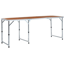 vidaXL Foldable Camping Table Aluminium 180cm Outdoor Picnic Party BBQ Stand