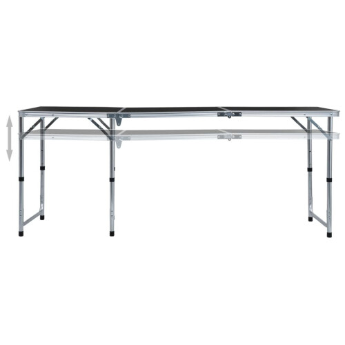 vidaXL foldbart campingbord grå aluminium 180 x 60 cm 1