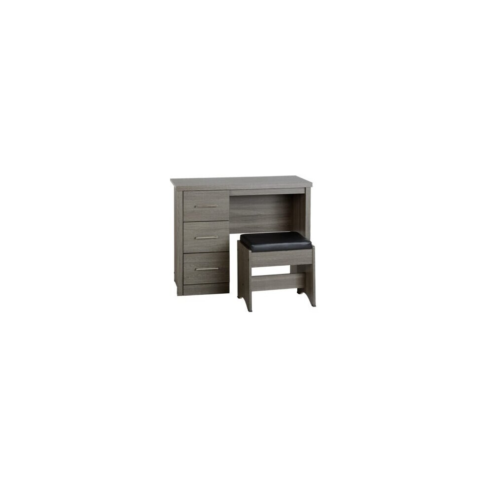 Lisbon 2 Piece Dressing Table Set Black Wood Grain/Black Faux Leather
