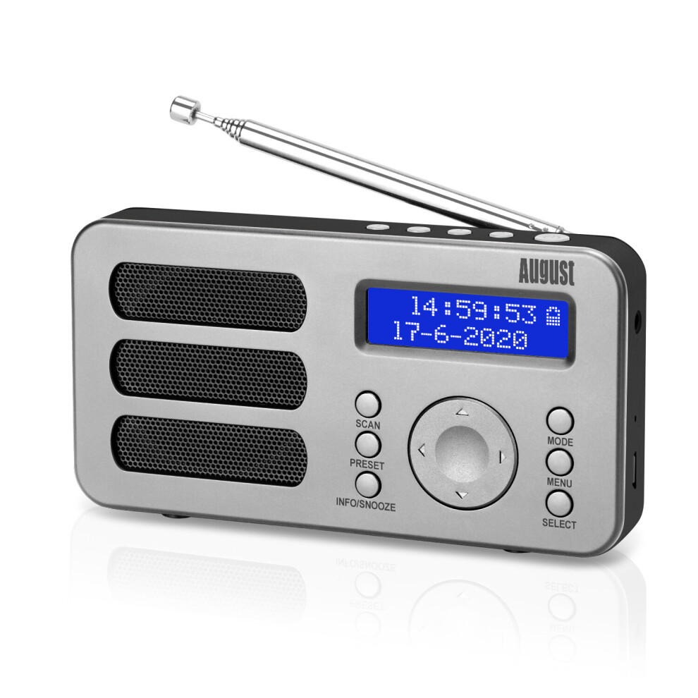 (Silver) Dab/Dab+/Fm Portable Digital Radio Alarm Clock With Rechargable Battery - Mb225 Silver 5053047009647