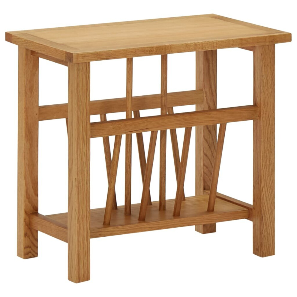 vidaXL Solid Oak Wood Magazine Table Wooden Accent End Desk Storage Stand Unit