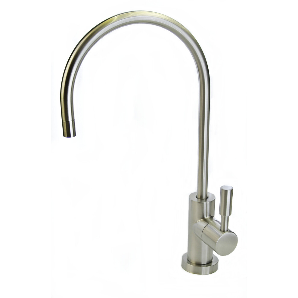 Finerfilters Luxury Water Filter Tap - Brushed Nickel Finish. Fits All 1/4" Water Filter & Reverse Osmosis Systems