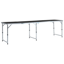 vidaXL Foldable Camping Table Grey Aluminium 240cm Picnic Party BBQ Stand