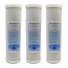 FF-CTO-10in-5MIC-3PK Coconut Carbon Block Filter Cartridge, 5 Micron, 10x2.5in for Drinking Water RO Systems (3 Pack)