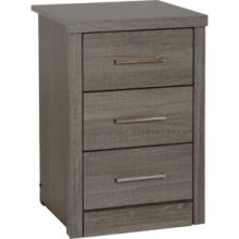 Lisbon 3 Drawer Bedside Chest Black Wood Grain