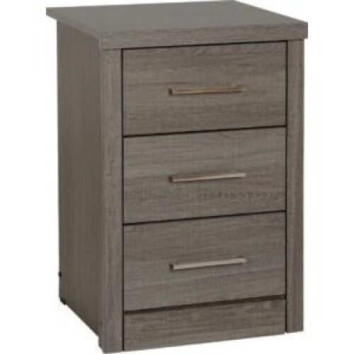 Seconique Lisbon 3 Drawer Bedside Chest Black Wood Grain